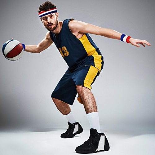 WILLBOND 3 Pcs Sweatbands Set 80s 90s Neon Sports Headband Tennis Striped Sweat Band Sports Competitions Games for Men Women Party Supplies(Red, White and Blue,Striped Style) - Image 5