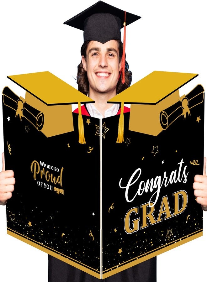 Roowest Jumbo Graduation Card Guest Book 2026 Graduation Party Decorations Class of 2026 Big Giant Card for College High School Party, 24.8 x 16 Inches(Black, Gold) - Image 1