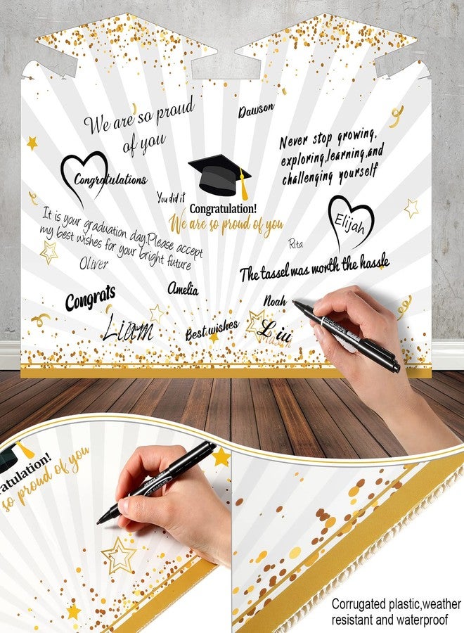 Roowest Jumbo Graduation Card Guest Book 2026 Graduation Party Decorations Class of 2026 Big Giant Card for College High School Party, 24.8 x 16 Inches(Black, Gold) - Image 3