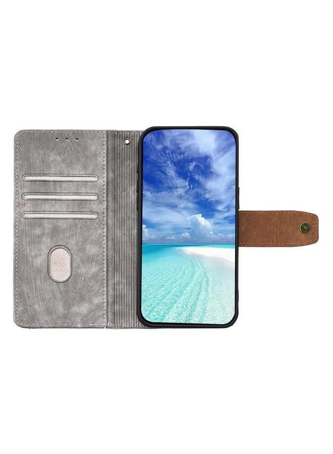 HuHa For OnePlus Ace 5 / 5 Pro Color Stitching Skin Feel Leather RFID Blocking Phone Case(Grey) - Image 3