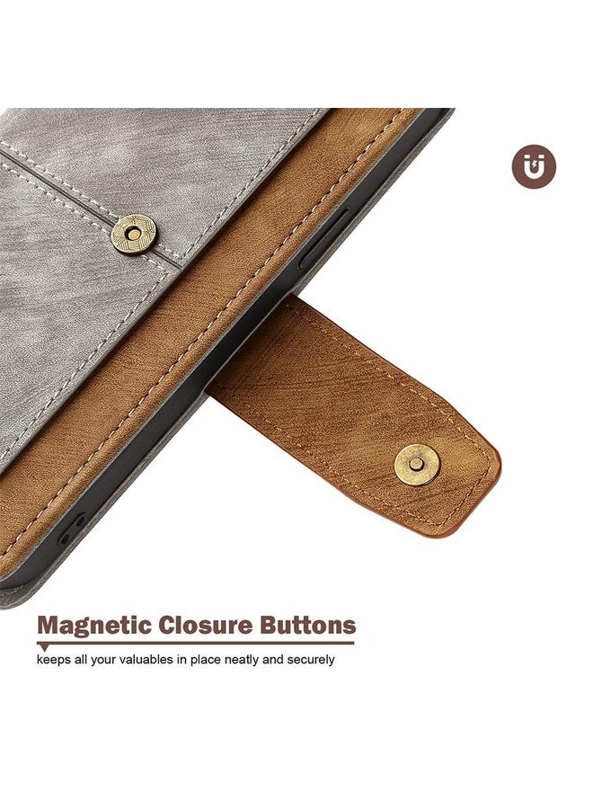 HuHa For OnePlus Ace 5 / 5 Pro Color Stitching Skin Feel Leather RFID Blocking Phone Case(Grey) - Image 5