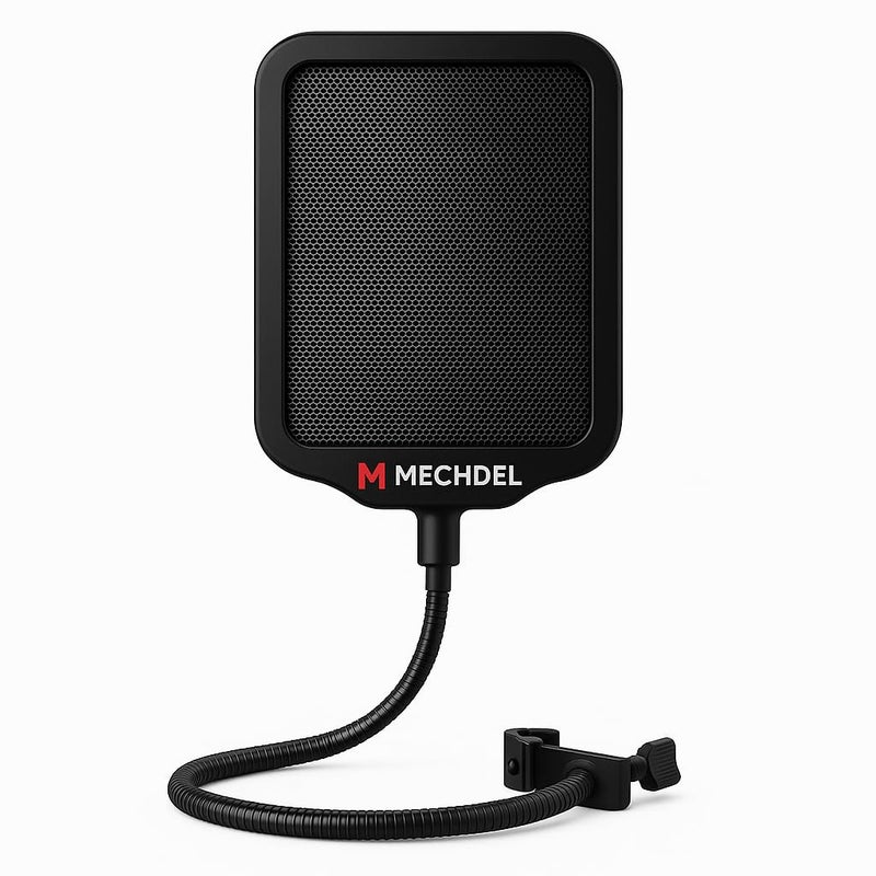 MECHDEL Professional Microphone Pop Filter for Recording, Streaming, Singing |Double Mesh Shield with Flexible Gooseneck |Clamp Mount for Condenser Mic (BLACK, SQUARE-Pop Filter Shield) - Image 1