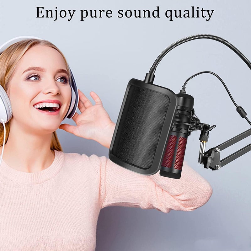 MECHDEL Professional Microphone Pop Filter for Recording, Streaming, Singing |Double Mesh Shield with Flexible Gooseneck |Clamp Mount for Condenser Mic (BLACK, SQUARE-Pop Filter Shield) - Image 3