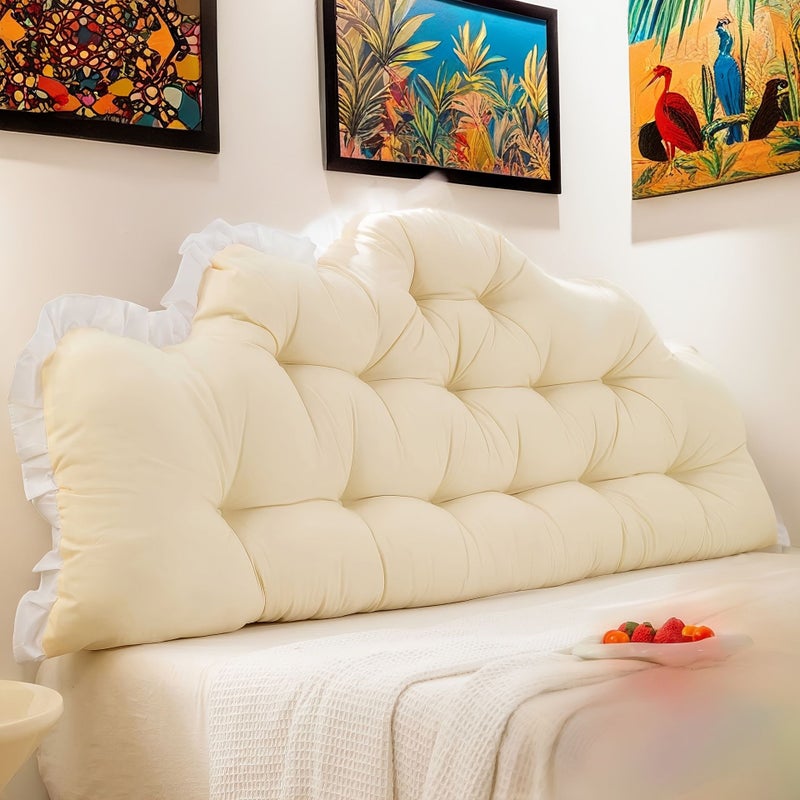 وسادة سرير ناعمة بلون رمادي داكن 39 × 37 بوصة (21 × 65 بوصة)، وسادة ظهر كبيرة لطيفة مضادة للاصطدام مع أربطة لتزيين المنزل وغرفة النوم والأريكة والسرير والتاتامي بمقاسات متعددة (كينغ، كوين، توين). - Image 4