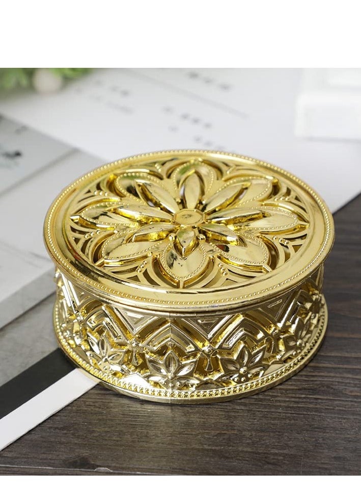 Generic - 12 Pcs Round Plastic Candy Boxes - Elegant Wedding Favor Jars for Candy Storage, Perfect Gift Boxes for Baby Showers, Birthday Parties, and Special Events in Stylish Gold. - Image 1