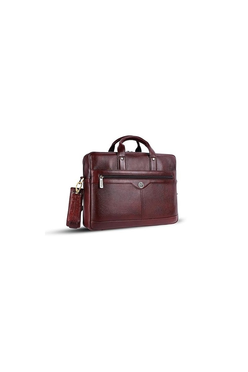 HAMMONDS FLYCATCHER HAMMONDS FLYCATCHER Genuine Leather Office Bag for Men - 15.6 Inch Laptop Bag for Men, Adjustable Strap, Multi Compartments - Ideal for Office, Travel, Daily Use - 1 Year Warranty - Brown - Image 1