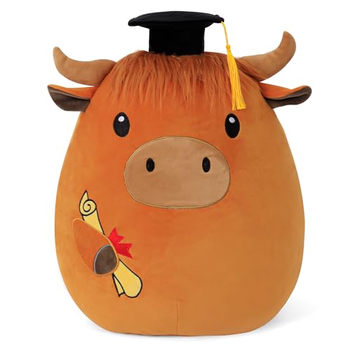 OurHonor Class of 2026 18in Graduation Stuffed Animal with Cap Fringe Diploma Grad Gifts for Preschool Kindergarten Elementary High SchoolHighland Cow - Image 1