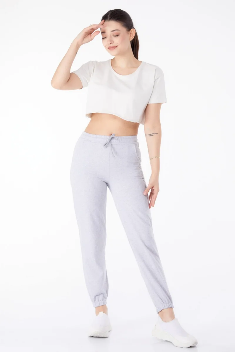 Tofisa Plain Mid Women's Gray Sweatpants - 25327