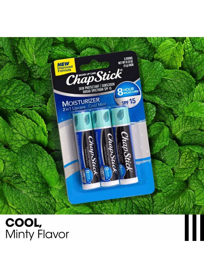 Chapstick Lip Moisturizer and Skin Protectant Cool Mint, 0.15 Ounce, 3 Count - Image 4