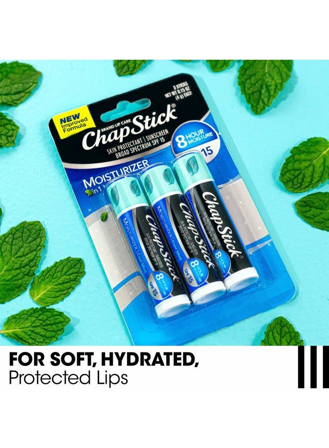 Chapstick Lip Moisturizer and Skin Protectant Cool Mint, 0.15 Ounce, 3 Count - Image 2