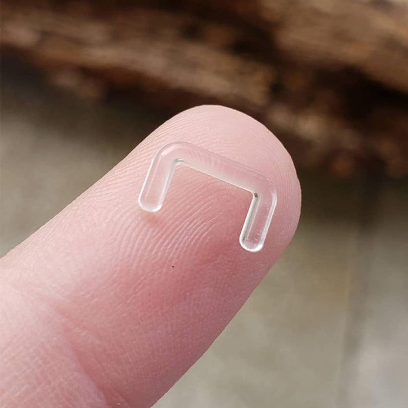 MODRSA Mix Set Clear Piercing Retainers Septum Retainer Nose Studs Flexible Lip Ear Nose Tongue Rings Nipplering Cartilage Rook Daith Earrings Horseshoe Plastic Industrial Piercing Retainer for Work - Image 4