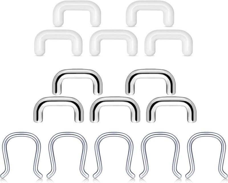 MODRSA Mix Set Clear Piercing Retainers Septum Retainer Nose Studs Flexible Lip Ear Nose Tongue Rings Nipplering Cartilage Rook Daith Earrings Horseshoe Plastic Industrial Piercing Retainer for Work - Image 1