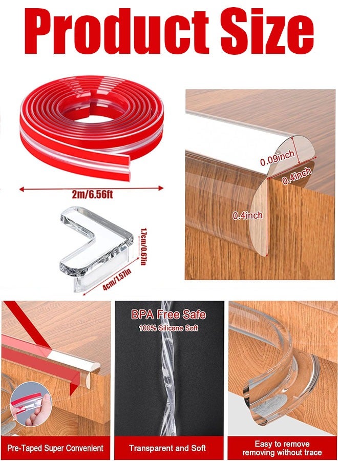 Baby Proofing Corner Protectors, 6.6ft Edge Protector Strip with 4 Pack Corner Guards Desk Soft Edge Cushion Child Safety Edge Covers Bumper for Table, Cabinets, Crib - Image 2
