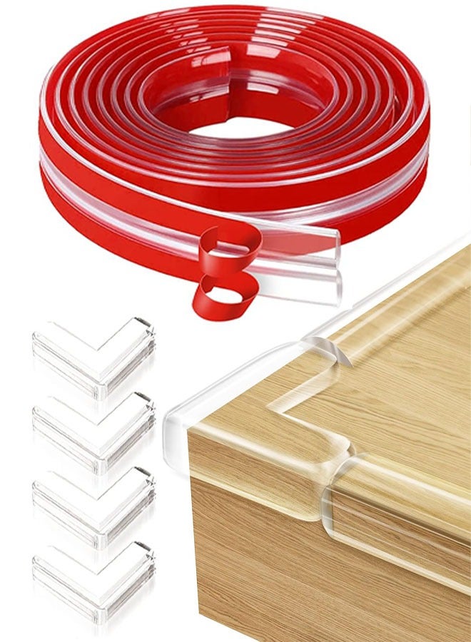 Baby Proofing Corner Protectors, 6.6ft Edge Protector Strip with 4 Pack Corner Guards Desk Soft Edge Cushion Child Safety Edge Covers Bumper for Table, Cabinets, Crib - Image 1