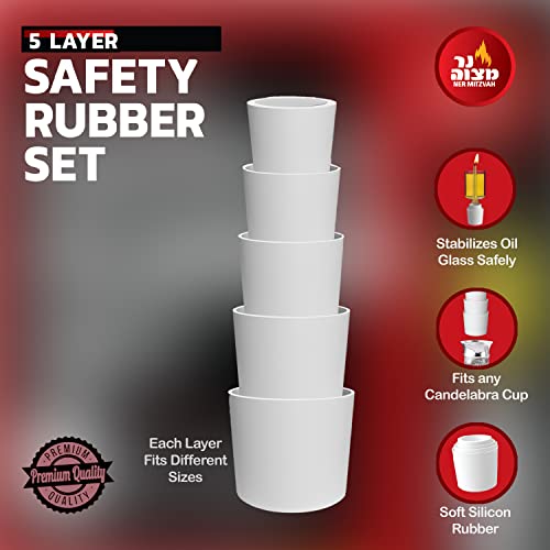 Ner Mitzvah Safety Rubber Set for Oil Candle Cups - 5 Layer - 9 Pack - for Hanukkah Menorah Oil Cups and Shabbos Candles in Canadlabras - Image 2