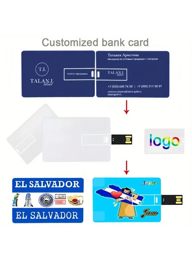 10 قطع من محركات أقراص USB flash بحجم 2GB على شكل بطاقة بنكية مخصصة مع شعار - Image 1