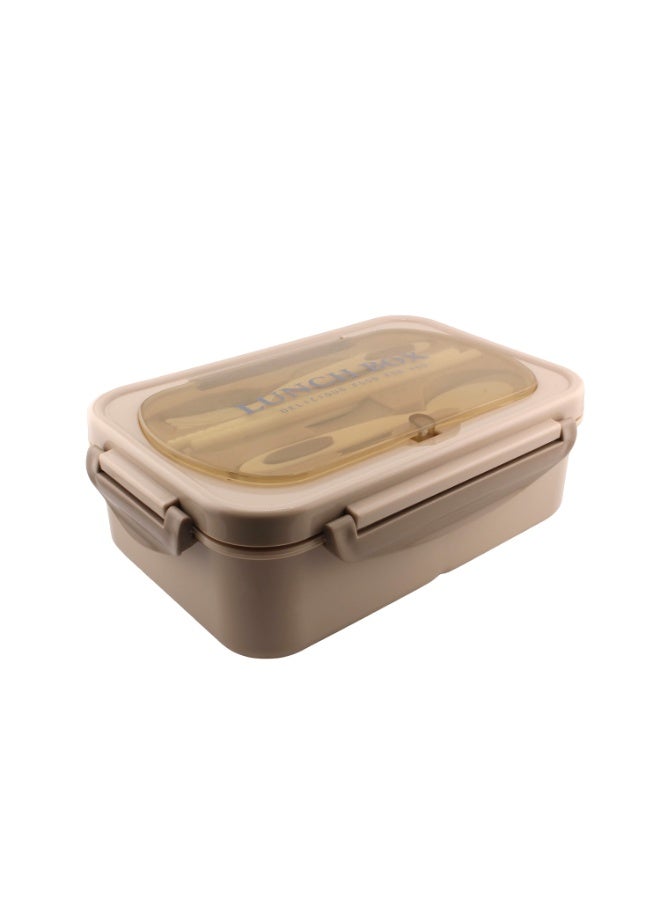CRAVISTA Bento Lunch Box for Adults and Kids – 1200ML Leakproof 3-Compartment Lunchbox with Spoon & Fork – BPA-Free, Microwave Safe, Durable Food Container (Beige) - Image 1