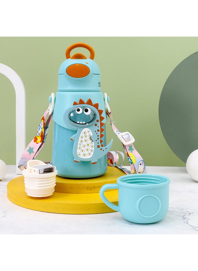 Generic - Portable Cartoon Deer Vacuum 316 Stainless Steel Water Cup With Straw Childrens Insulated Cup Student Deer Antler Pop-Up Cup Green Dinosaur - Image 1