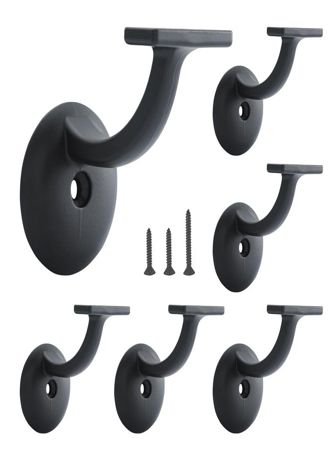 HOME MASTER HARDWARE Hand Rail Bracket, Heavy Duty Stair Support for Home or Office Stairways Handrail, Matte Black 6 Pack - Image 1