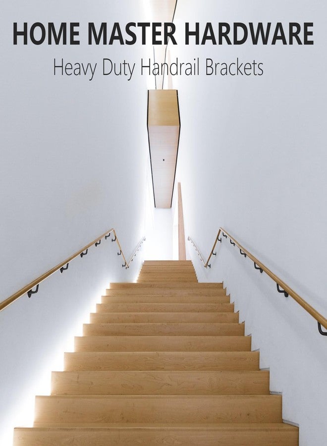 HOME MASTER HARDWARE Hand Rail Bracket, Heavy Duty Stair Support for Home or Office Stairways Handrail, Matte Black 6 Pack - Image 4