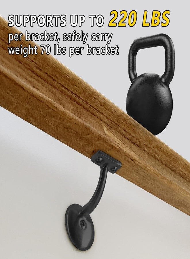 HOME MASTER HARDWARE Hand Rail Bracket, Heavy Duty Stair Support for Home or Office Stairways Handrail, Matte Black 6 Pack - Image 3