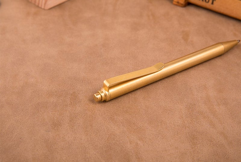 EKLOEN Solid Brass EDC Pocket Pen Portable Delicate Signature Pen Ballpoint Pen with Clip - Image 4
