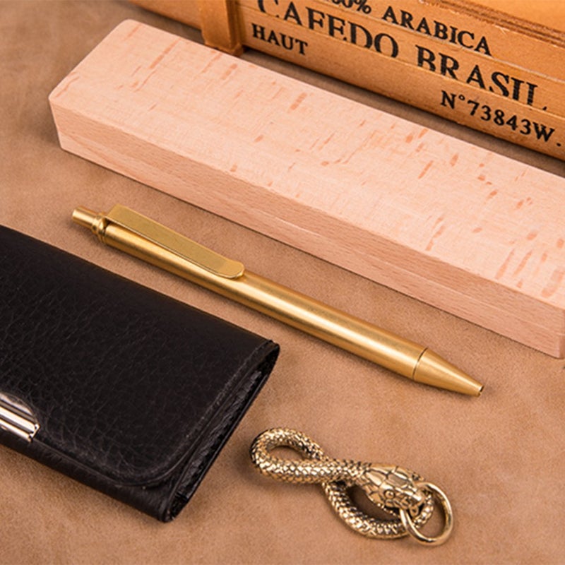 EKLOEN Solid Brass EDC Pocket Pen Portable Delicate Signature Pen Ballpoint Pen with Clip - Image 2