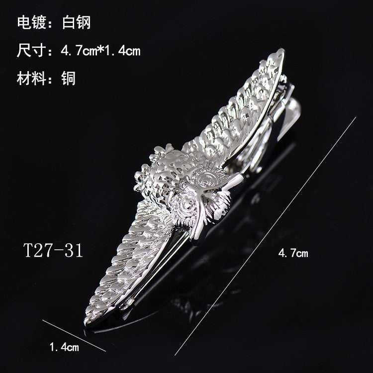 Sale Men'S Business Dress Simple Tie Clip Men'S And Women'S Pins Korean Owl Collar Clip Silver - Image 4