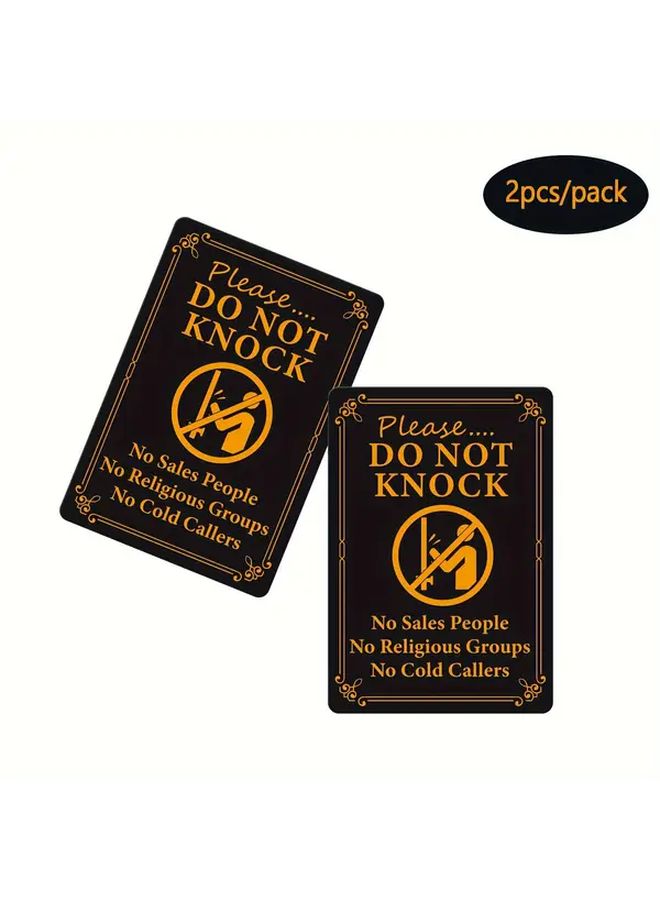 2 Pack Do Not Knock Adhesive Signs 5.91 X 4.13 Inches All Purpose Alert Labels For Home And Office Durable PVC Material English Text No Salespeople Religious Groups Or Cold Callers - Image 1