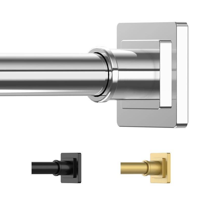 UIOSANRT Stainless Silver Shower Curtain Rod 31-79 Inches Non-Slip Shower Rod Tension Mounted No Drill Shower Curtain Rods Spring Tension Rod Adjustable Tension Curtain Rod for Windows Bathroom - Image 1
