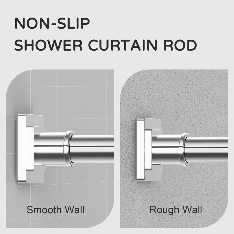 UIOSANRT Stainless Silver Shower Curtain Rod 31-79 Inches Non-Slip Shower Rod Tension Mounted No Drill Shower Curtain Rods Spring Tension Rod Adjustable Tension Curtain Rod for Windows Bathroom - Image 2