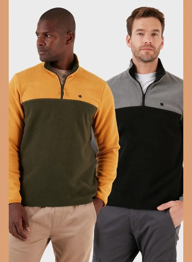 Buratti Regular Fit Anti-Pilling Non-Pilling Standing Collar Raised 2-Pack Polar Men's POLAR 5906016S2