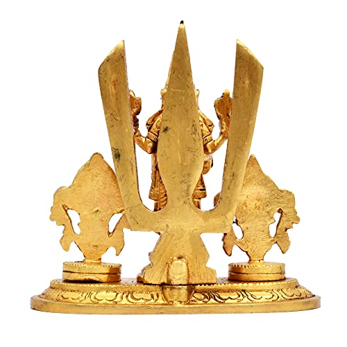 AargKraft™ Brass Shankh Chakra Namah | Shankha Chakra Tilak | Shankha Gada Padma | Padmanabha Swami | Vishnu | for Home & Office - 5.2 x 4.9 inches, 750 Gram - Image 4
