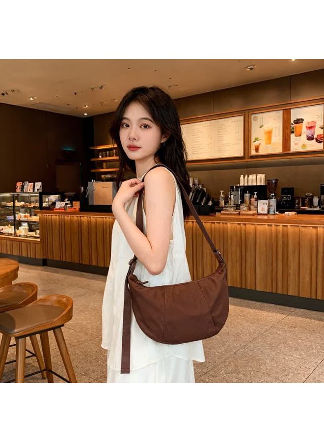 Echolac Casual Versatile Crescent Bag Lightweight Portable Shoulder Bag Water-resistant Dumpling Bag Ckp237x-2 Cocoa Brown - Image 1