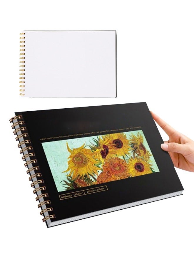Generic 60 Pages Large Sketchbook A4 Thickened Blank Notebook Rich Colors  Drawing Sketch Book Hardcover Kids Gift For Graffiti, Painting, Sketching. Diary 297mm x 210mm  - Image 1