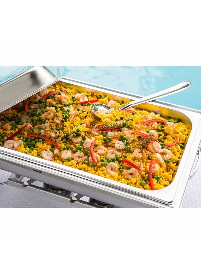Restaurantware Met Lux 9 Qt Chafing Dish, 1 Induction Ready Serving Chafer - Rectangular, Foldable, Silver Stainless Steel Buffet Chafer, Chafer Frame Sold Separately, For Parties And Events  - Image 3