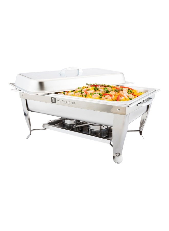 Restaurantware Met Lux 9 Qt Chafing Dish, 1 Induction Ready Serving Chafer - Rectangular, Foldable, Silver Stainless Steel Buffet Chafer, Chafer Frame Sold Separately, For Parties And Events  - Image 2