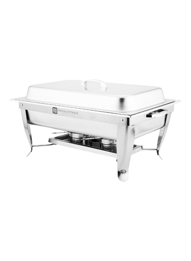 Restaurantware Met Lux 9 Qt Chafing Dish, 1 Induction Ready Serving Chafer - Rectangular, Foldable, Silver Stainless Steel Buffet Chafer, Chafer Frame Sold Separately, For Parties And Events  - Image 1