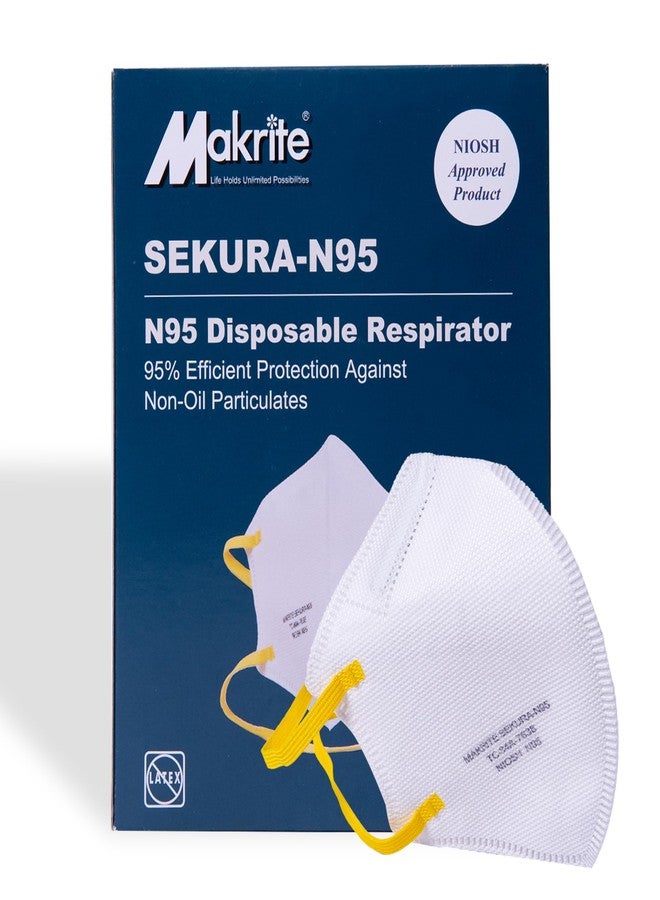 Makrite SEKURA N95 Foldable Particulate Respirator Mask, NIOSH Certified, M/L Size (Box of 40 Masks) - Image 1