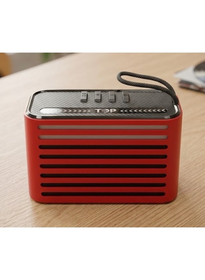 TOP T303 Portable Bluetooth Speaker 5W Wireless Speaker with RGB Lights, Strong Bass, TF Card & AUX Support, 1200mAh Rechargeable Battery - Red - Image 1