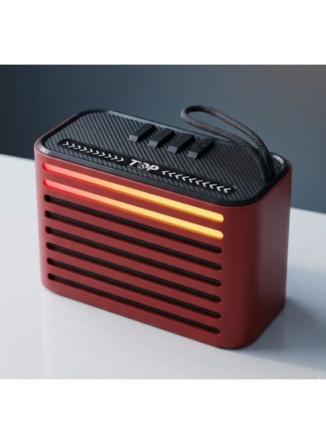 TOP T303 Portable Bluetooth Speaker 5W Wireless Speaker with RGB Lights, Strong Bass, TF Card & AUX Support, 1200mAh Rechargeable Battery - Red - Image 2
