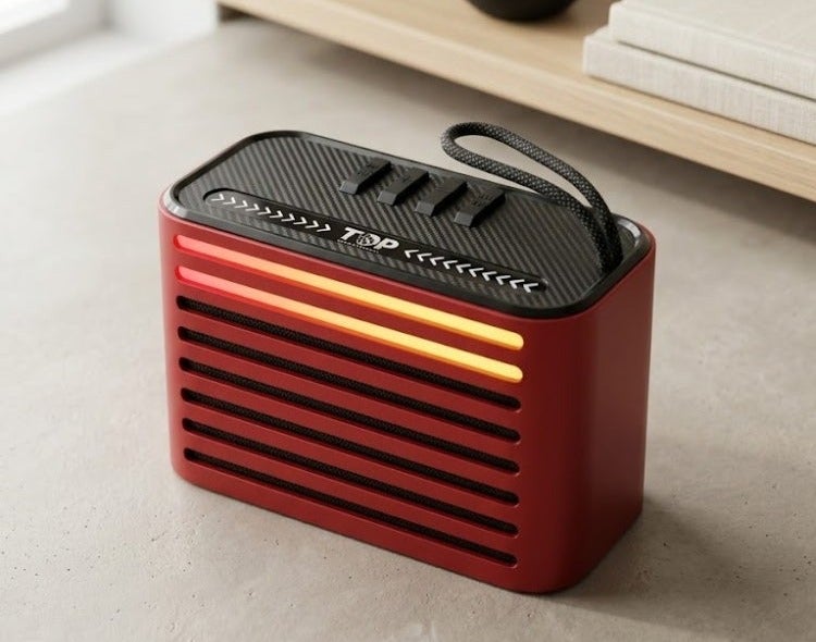 TOP T303 Portable Bluetooth Speaker 5W Wireless Speaker with RGB Lights, Strong Bass, TF Card & AUX Support, 1200mAh Rechargeable Battery - Red - Image 3