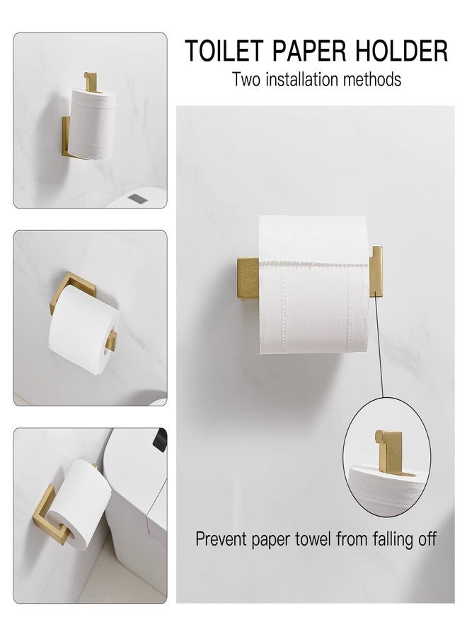 BWE 4 Pieces Brushed Gold Bathroom Hardeware Set SUS304 Stainless Steel Include 23.6" Towel Bar,Hand Towel Holder,Toilet Paper Holder and Robe Hook Square Accessories Towel Rack Set Wall Mounted - Image 5