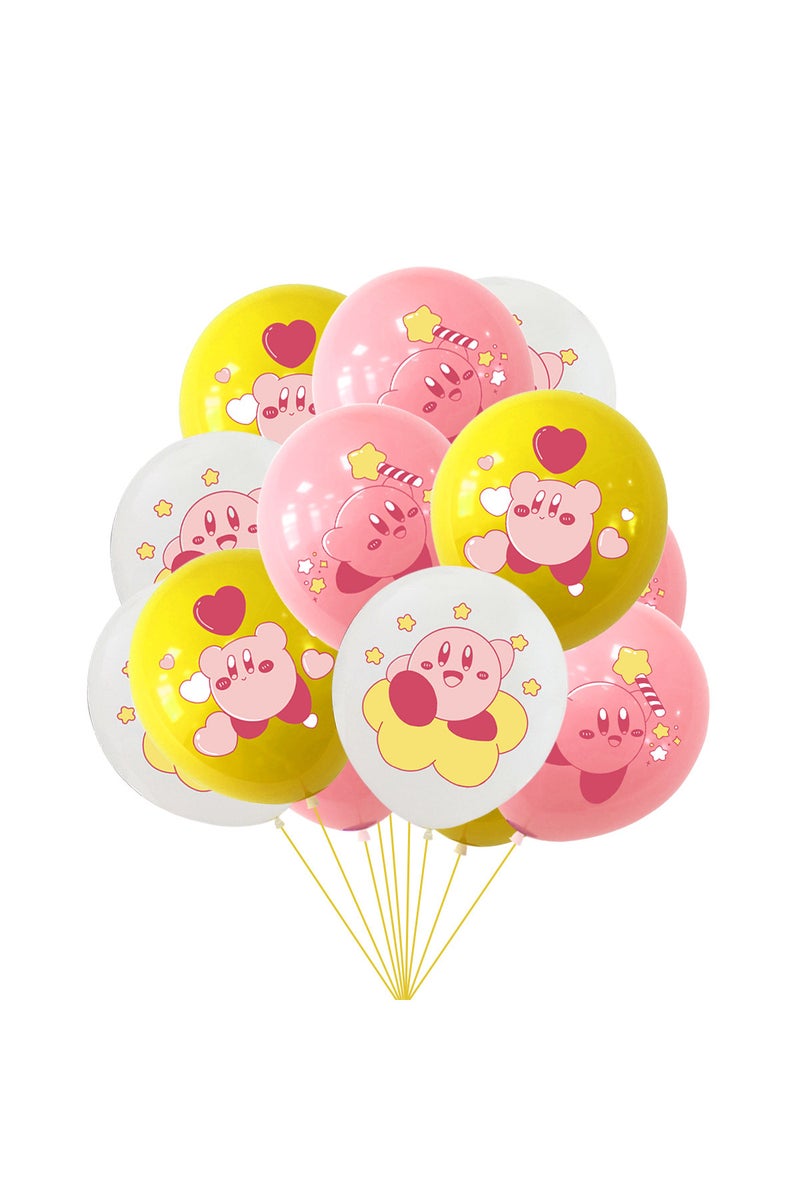 12INCH 15pcs balloon Star Kirbys Theme Birthday Party Decorations Set - Pull Flag Banner,3D Balloons