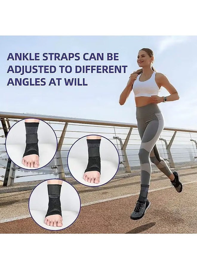 HY 2 Pack Adjustable Ankle Brace Compression Sleeve, Arch Support & Foot Stabilizer, Elastic Wrap for Plantar Fasciitis, Achilles Tendonitis Recovery, Sports Bandage Socks for Men & Women  - Image 2