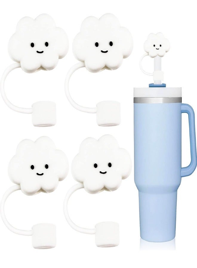 4Pcs Straw Covers Compatible with Stanley 40 OZ Tumbler Cups, Reusable Silicone Straw Tip Toppers for 0.4 inch/10mm Straws,Soft Protector Cover, Cloud - Image 1