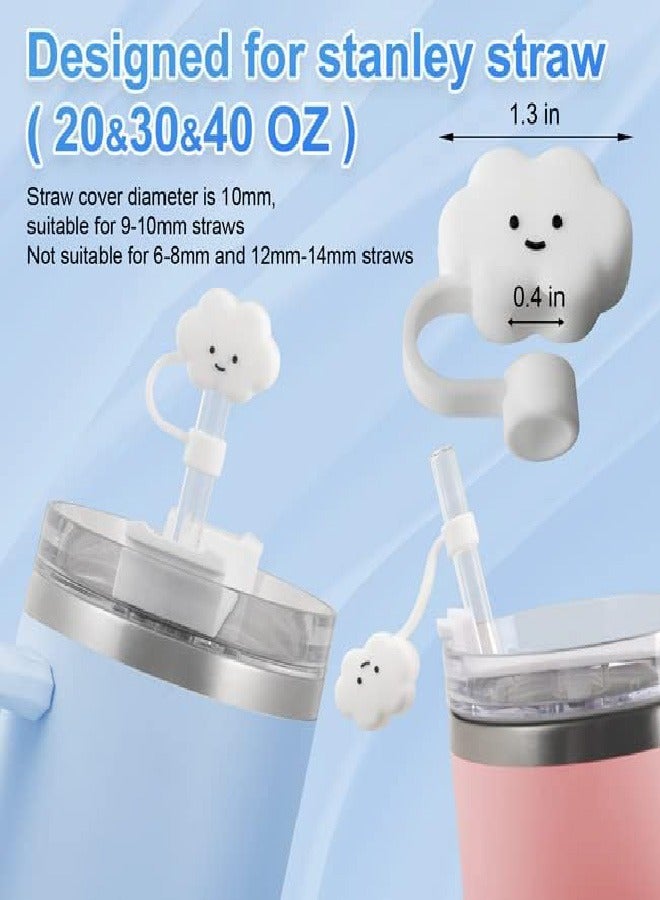 4Pcs Straw Covers Compatible with Stanley 40 OZ Tumbler Cups, Reusable Silicone Straw Tip Toppers for 0.4 inch/10mm Straws,Soft Protector Cover, Cloud - Image 2