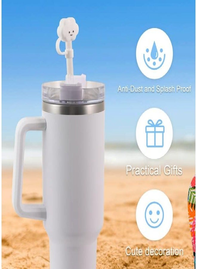 4Pcs Straw Covers Compatible with Stanley 40 OZ Tumbler Cups, Reusable Silicone Straw Tip Toppers for 0.4 inch/10mm Straws,Soft Protector Cover, Cloud - Image 3