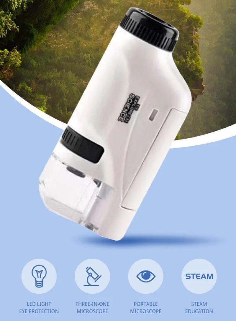 Pocket Microscope Kit 60 To120x Portable Laboratory Microscope With LED Light For Kids Science Experiment Utensils - Image 3