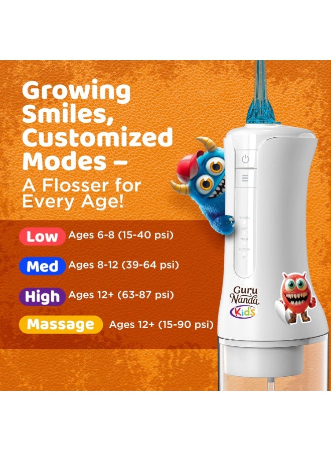 GuruNanda Kids Water Dental Flosser with 4 Modes, 4 Nozzles & Smart Timer, Ages 6+, Monster Frens Theme - Image 4